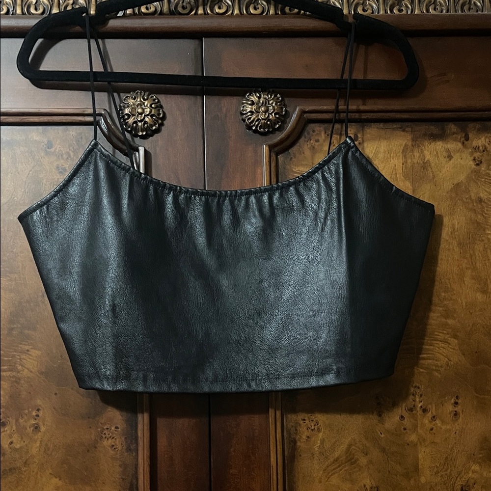 Aeropostale Black Faux Leather Camisole
